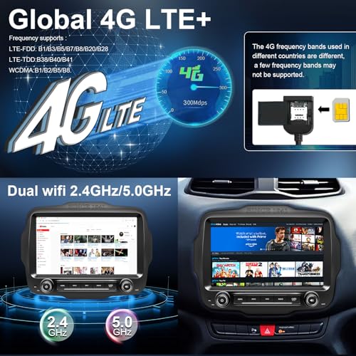 Rádio de carro estéreo para Jeep Renegade 2015 2016 2017 2018 2019 2020, Android 14, navegação GPS 9