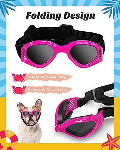 Lewondr Small Dog Sunglasses UV Protection Goggles Eye Wear Protection with Adjustable Strap Foldable Pet Sunglasses for… - Image 2