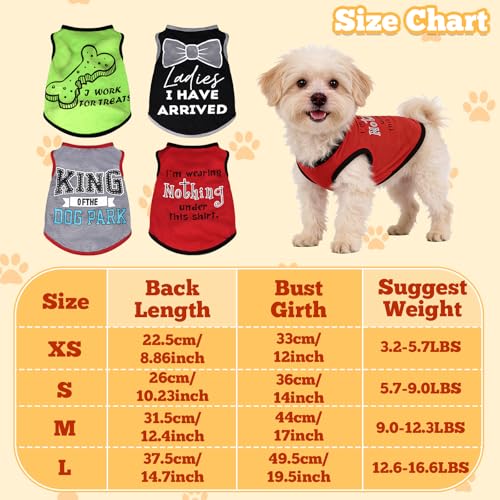 hoyuwak 4 Pieces Pet Shirts Funny Dog Printed Clothes Dog Sleeveless Vests | Cool Breathable Puppy Clothes Dog Outfit for Summer - Image 3