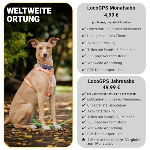 LocoGPS 4G Tracker für Hunde | Weltweite Ortung | Faire Abopreise | 30 Tage risikofrei testen