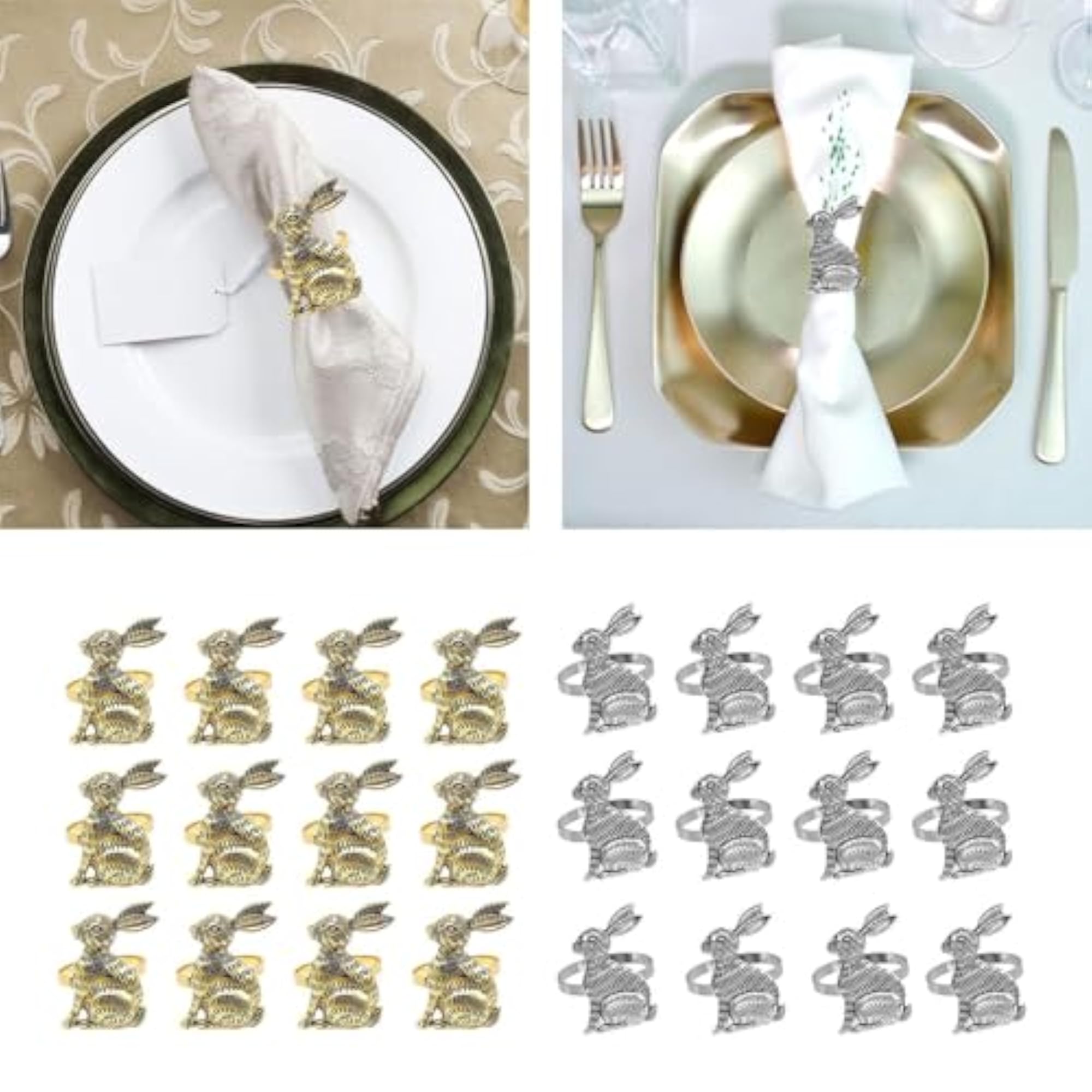 Rabbit Pattern Easter Napkin Rings, Elegant for Festive Dining