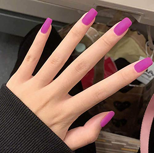 Aetorgc Matte False Nails Full Cover Nail Medium Square Fake Nails Wedding Party Acrylic Press on Nails for Women and Girls(24Pcs) (Pink)