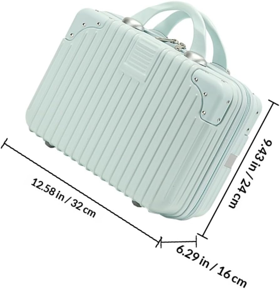 Travel Makeup Organizer Case Vintage Mint Green Cosmetic Storage Box for Women Portable Makeup Train Case Trays for Home Travel Use