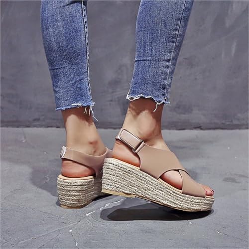 Women Minimalist Wedge Sandals Open Toe Thick Soled Platform Casual Sandals Ankle2