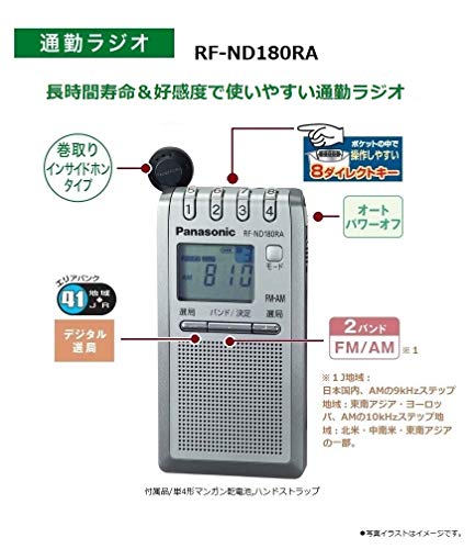 パナソニック 通勤ラジオ FM/AM 巻き取り式イヤホン シルバー RF-ND180RA-S