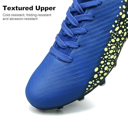 Kids Soccer Cleats for Boys and Girls Youth Mid-top Football Shoes Outdoor Athletic Turf Soccer Shoes Sapphire Blue2
