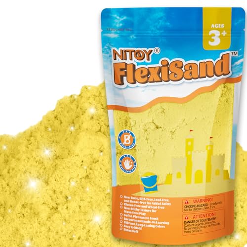 Image of NiToy FlexiSand 2.2Lbs Sand Toy, Never Dries Out-Fun for 3 Years and up Kids Bulk Refill for Sensory Sand Box Toys, Ideal for Shaping, Squeezing and Molding(Yellow)