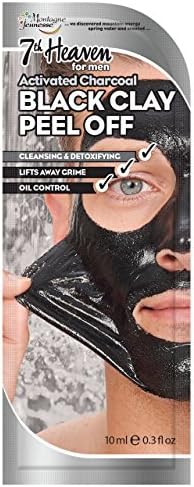 7th Heaven for Men - Black Clay Easy Peel-Off Face Mask with Activated Charcoal and Witch Hazel to Cleanse, Detoxify and Lift Away Grime for Purified Skin
