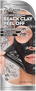 7th Heaven for Men - Black Clay Easy Peel-Off Face Mask with Activated Charcoal and Witch Hazel to Cleanse, Detoxify and Lift Away Grime for Purified Skin