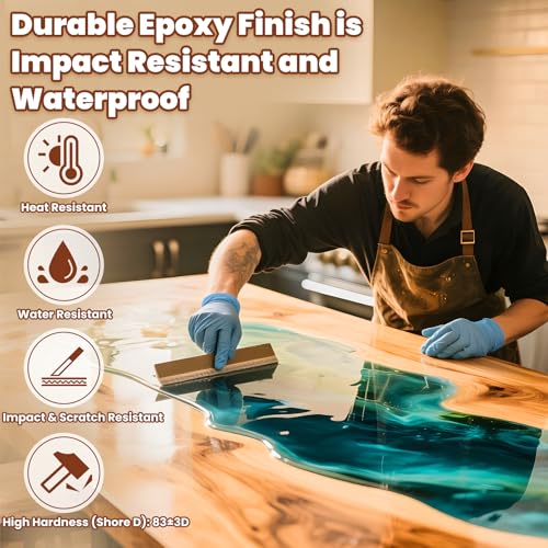 Table Top Epoxy Resin, Crystal Clear Resin Epoxy Kit 1 Gallon Kit with UV Resistant, High Gloss, Food Safe, Easy 1:1 Ratio for Table Tops, Woodworking, Bar and Surface Coating - Image 4