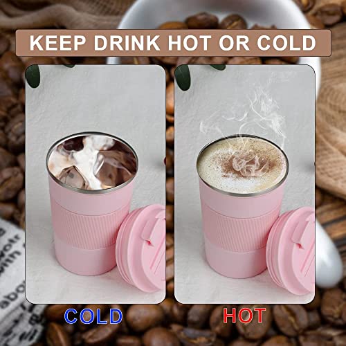 Image of YELONA Light Green 510 ML Insulated Stainless Steel Coffee Tea Tumbler for Hot Cold Beverages Portable Travel Mug Leak Proof Sipper Lock Lid Thermos Multipurpose for Home Office Gifts