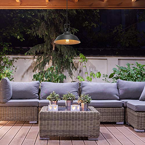 Globe Electric 44476 1-Light Outdoor Indoor Pendant Lighting, Matte Black, Textured Socket, Outdoor Lighting Modern, Outdoor Light Fixture, Porch Light, Kitchen Island, Pendant Light Fixture #TOP6