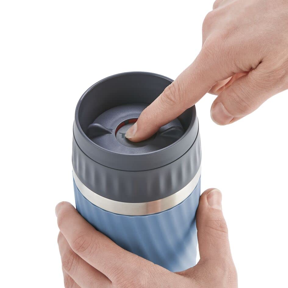 TEFAL Reismok klassiek roestvrij staal 0,36 l, comfort schroefdeksel, snel drukken, reisklaar, herbruikbaar, 100% lekvrij, houdt dranken koud (8 uur) en warm (4 uur), 360° drinken, N2020110