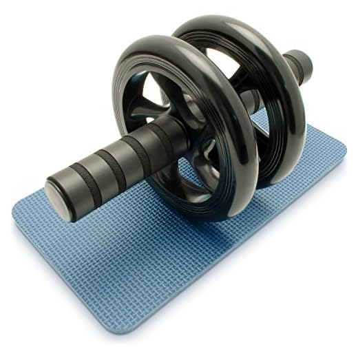 CampTeck U6665 AB Roller Doble Rueda Abdominal con Arrodillamiento y Manijas de Espuma, Perfecto para Fitness Casa, Aeróbic Ejercicio, Entrenamientos - Negro
