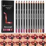 LOPHE 12 STÜCK LIPLINER SET, LIP LINER WASSERFEST MATTE FINISH, LIPLINER PENCIL SMUDGE-PROOF