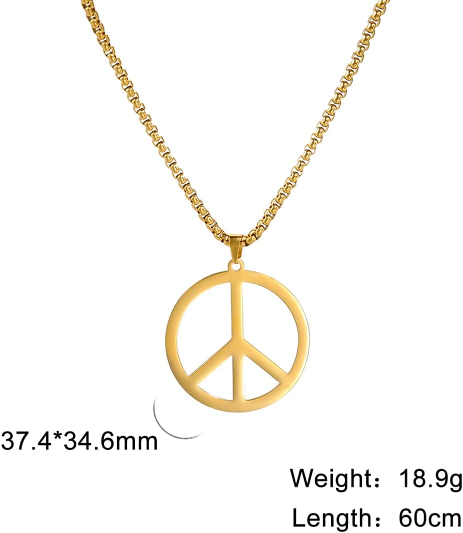 UNIFT Peace Necklace for Men Women Stainless Steel Hippie Style Peace Sign Necklace 1960s 1970s Peace Symbol Jewelry Hippie Party Accessories - Image 6