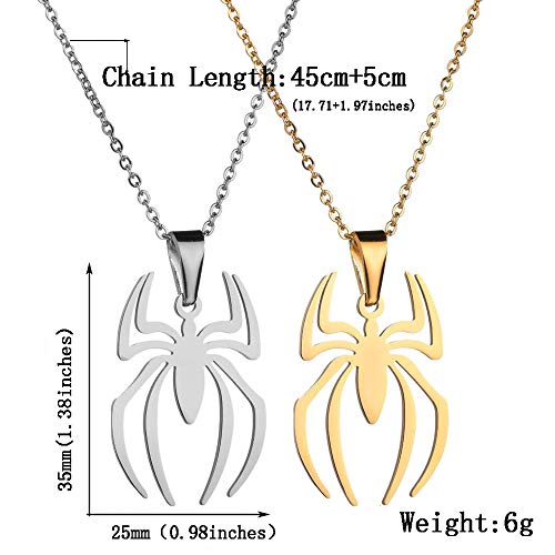 Rzcxbs Spider Pendant Necklace Lightweight Surgical Stainless Steel Charm Spider Clavicle Chains For Boys Girls Women(Silver) #TOP4