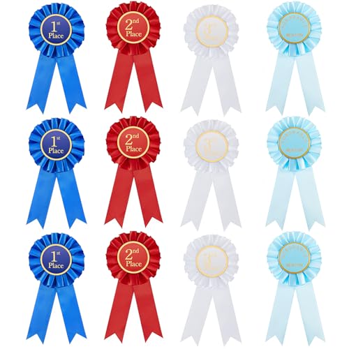 Rubans de récompense Lewtemi avec inscriptions dorées pour podium lot de 12
