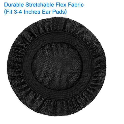 Cubiertas protectoras de almohadillas Flex Fabric con tela estirable y lavable para Beats Studio 3/2 Bose QC35 25 15 y otros audífonos con cojines de 3-4 pulgadas [2 pares] (Negro) miniatura 3