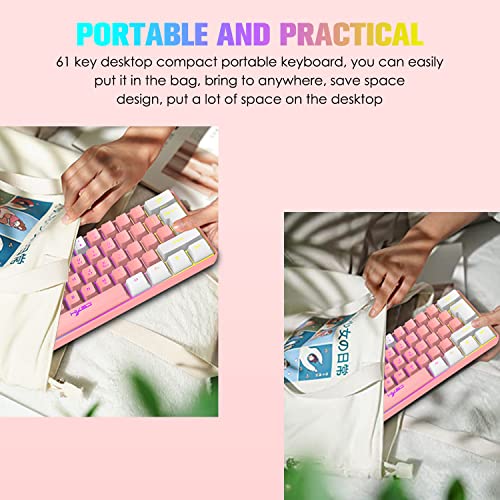 Gaming-Tastatur-Maus-Kombination, RGB-Keyboard + Mäuse + Mauspad, Stecker und Spiel, mechanisches Gefühl Tastatur Rainbow LED Gaming Mouse 3600 DPI, für PS4 PS5 PC Mac Laptop (Rosa) - Image 6