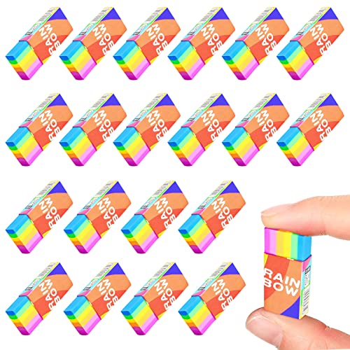 Gomme da Cancellare Arcobaleno, 20 Pezzi Gomme da Cancellare 2B Colorate Gomma da Cancellare di Multicolore Gomme Divertenti, per Scuola Ufficio Forniture