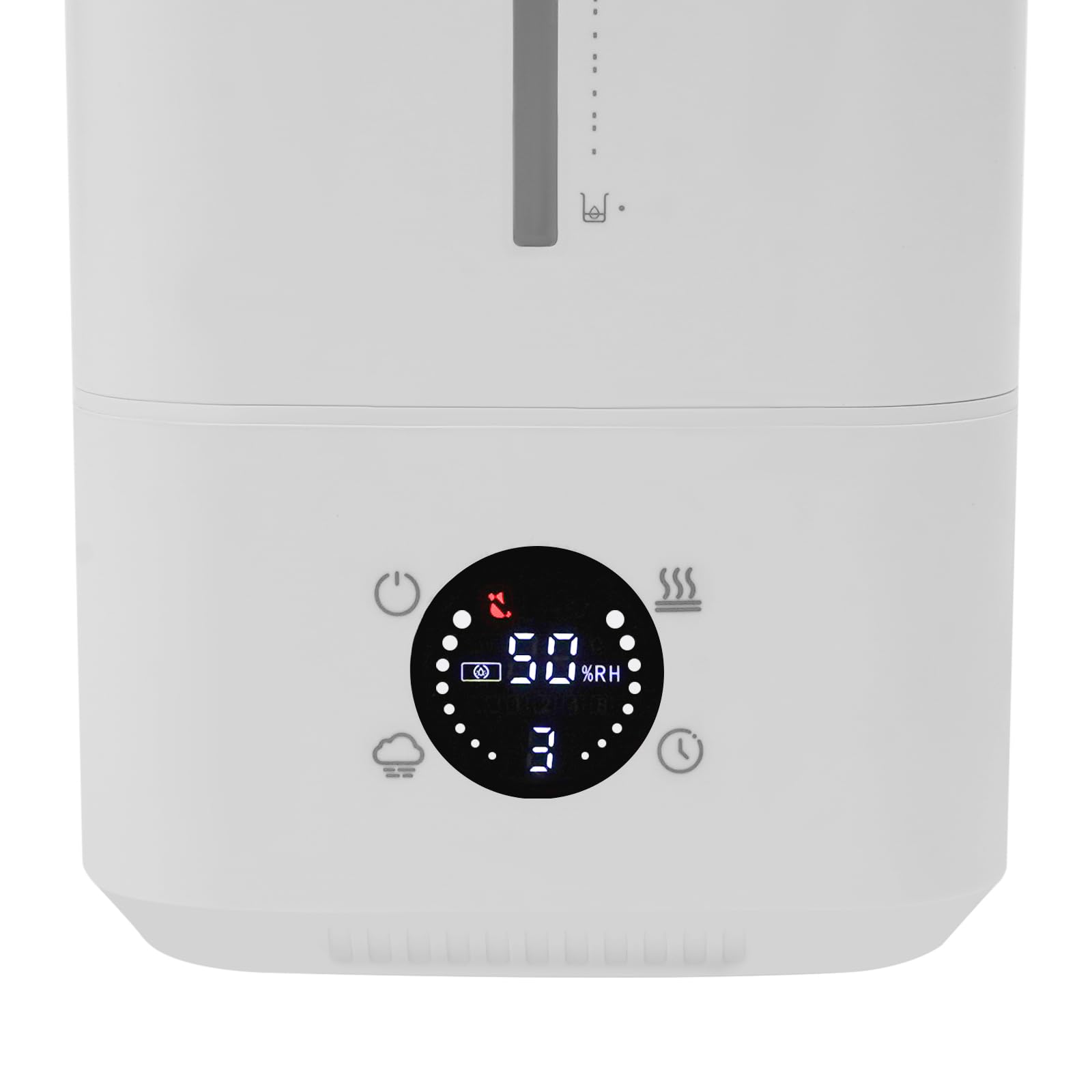 Humidificador de 6 litros de niebla fría y caliente, humidificador para dormitorio con 45 – 90 %, humidificador con control táctil, 3 niveles de niebla, temporizador, boquilla doble de 360°