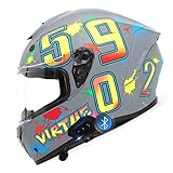 Bluetooth-Motorradhelme Für Erwachsene, Kratzfester Sonnenschutz-Visier-Integralhelm, Männer-Frauen-Motorrad-DOT/ECE-Zugelassener Helm, Moped-Street-Bike-Rennhelm Mit Grafik,Gray a,M