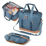 CleverMade Pacifica Collapsible Cooler Bag – Medium Portable Cooler Bag for Travel, Foldable Insulated Cooler for Beach, Picnic & Road Trips, Holds Up to 30 Cans, Leakproof Soft Carry Cooler - Ocean