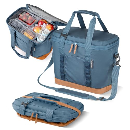CleverMade Pacifica Collapsible Cooler Bag – Medium Portable Cooler Bag for Travel, Foldable Insulated Cooler for Beach, Picnic & Road Trips, Holds Up to 30 Cans, Leakproof Soft Carry Cooler - Ocean