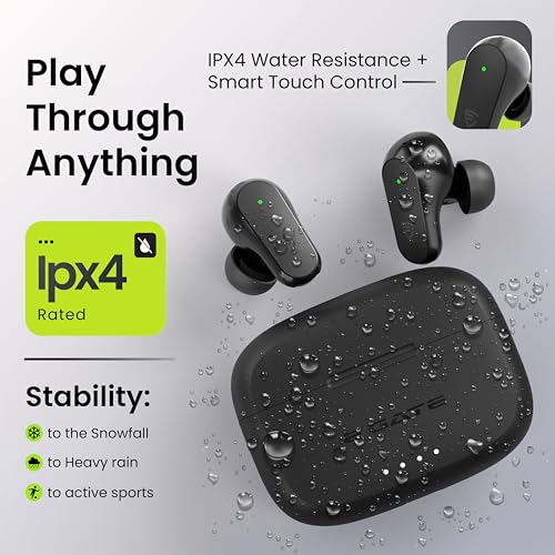 Image of E GATE A60 Gaming Earbuds with 60 Hrs Playtime, Quad Mic ENC,Touch Control, Low Latency, BT v5.3 Bluetooth Ear Buds with Voice Assistant, 10mm Bass Dynamic Driver, Water Resitant Wireless Earphones
