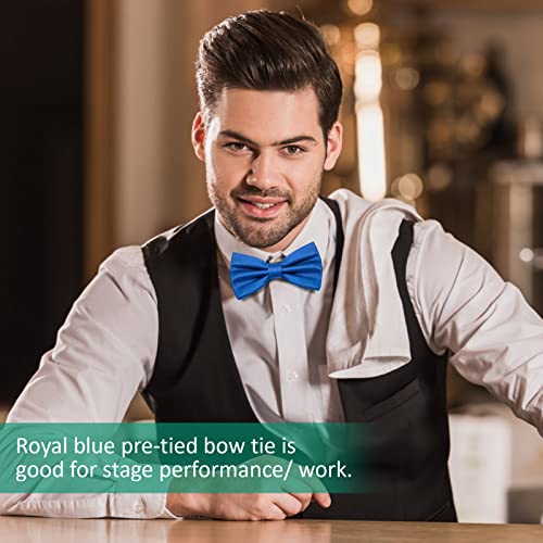 Pafuwei Men's Pre-Tied Bow Tie, Tux Bowtie Solid Color Neck Bow Ties Adjustable Length Formal Satin Bow Tie For Wedding Party (Polyester, Royal Blue) #TOP5