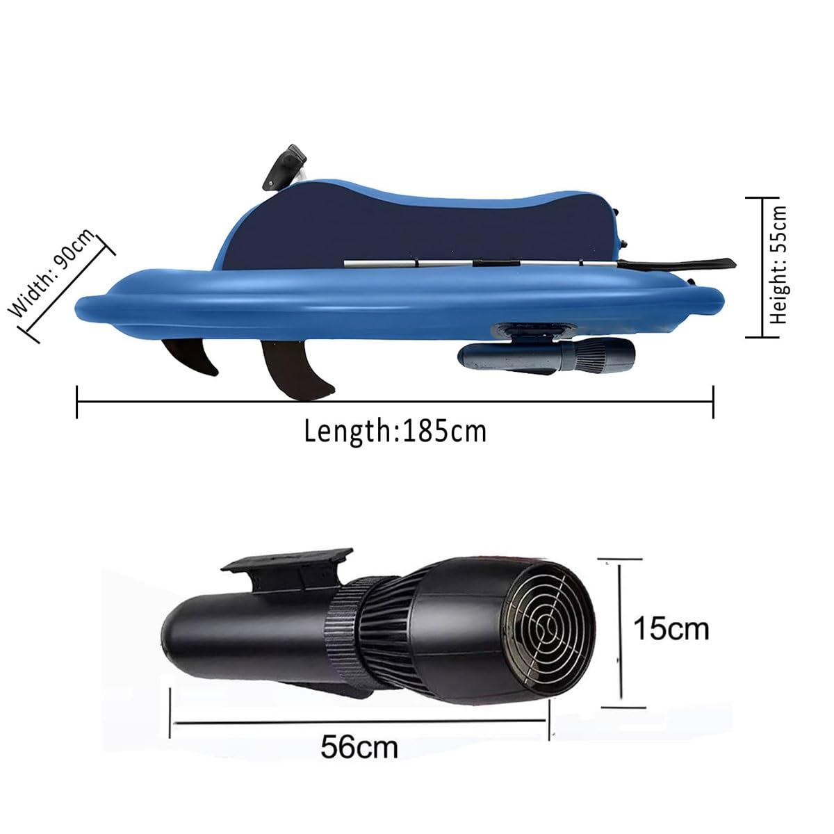 Trottinette électrique sous-marine gonflable - Moteur de 500 W - Batterie 10000 mAh - Vitesse de 2 à 6 km/h - Autonomie de 30 à 60 min - Idéal pour piscine, lac, océan
