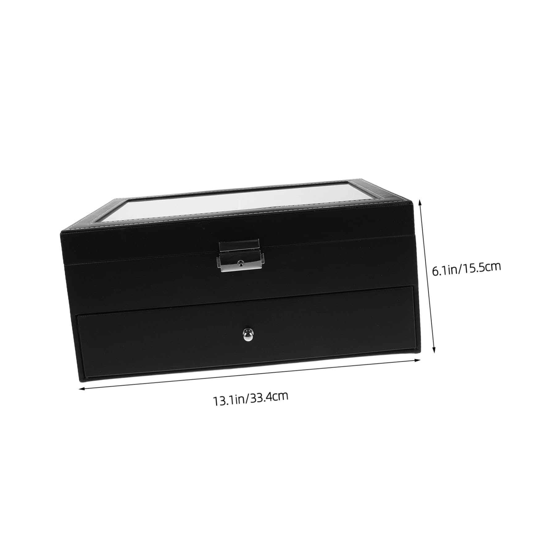 CALLARON Podwójna Warstwa Skórzanego Etui Okulary z Przegrodami Twarda Ochrona i Miękka Wyściółka Organizer Okulary Przeciwsłoneczne Do Domu i Podróży z Przezroczystym Okienkiem