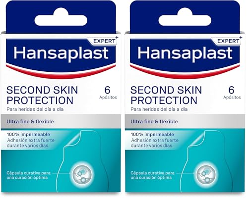 Hansaplast Second Skin Protection Apósito Avanzado, Apósito impermeable, ultrafino y flexible, Fuerte adhesión, Para aliviar el dolor y curar heridas, 6 uds. (Paquete de 2)