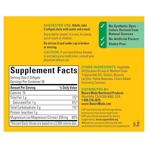 Nature Made Magnesium Citrate 250 mg per Serving, 60 Softgels - image 7