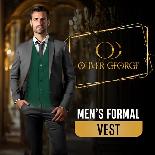 Oliver George Men’s Solid Formal Suit Vest Tuxedo Waistcoat Business Dress Vest For Suit or Tuxedo2