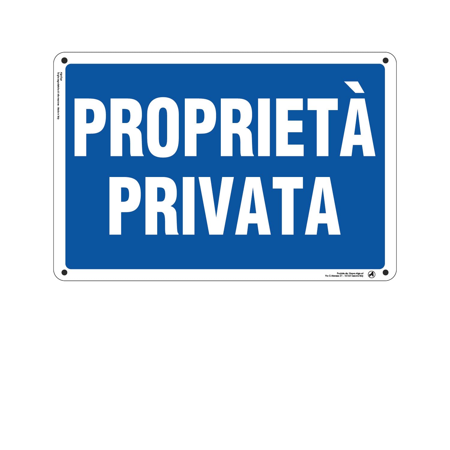 Cartello in Alluminio Proprietà privata 30x20 cm