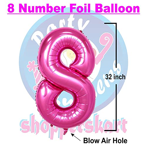Image of Pink 32 Inches 8 Numbers Shape Large Big Foil Helium Balloons For Party Decorations In Happy Birthday Anniversary Office Items Materials Set Pack, Pack Of 1