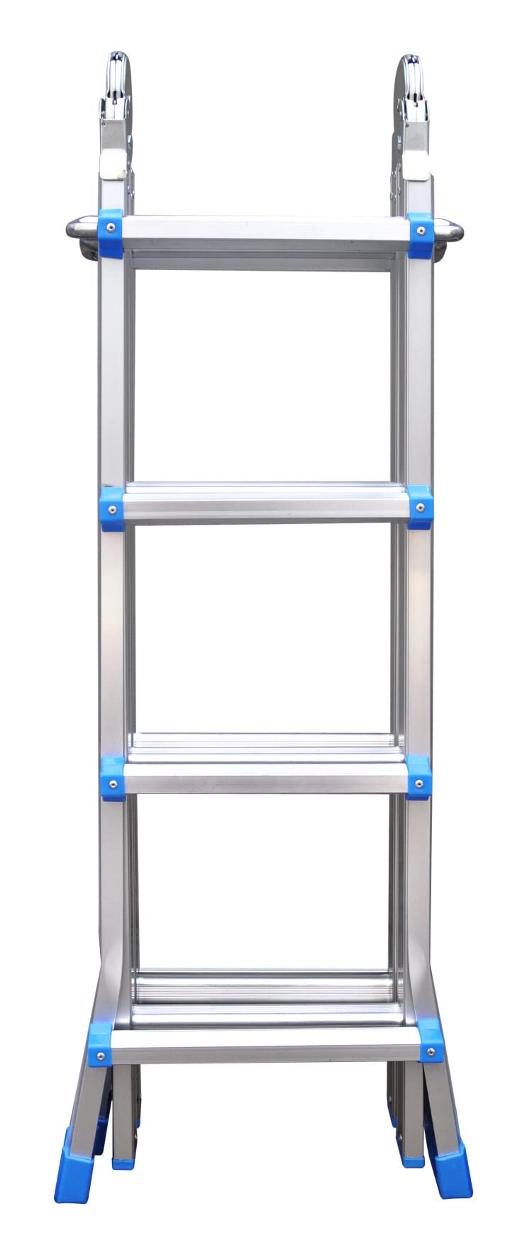 Wielofunkcyjna drabina 4 x 4 aluminium 1,4 mm srebrna stabilna, antypoślizgowa, elastyczna, nie zajmuje dużo miejsca