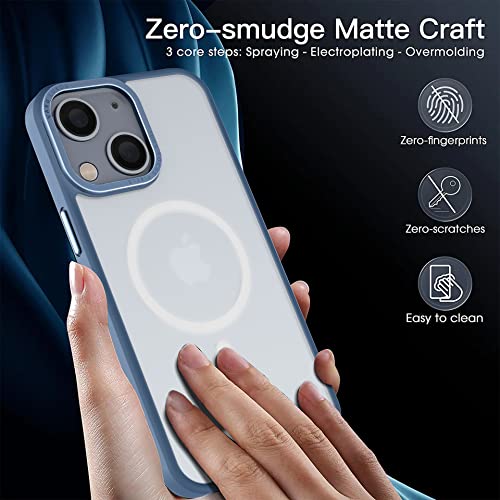 Image of Vaku Luxos Trans Armor MagPro for iPhone 14 Plus Cover Case, 6 Feet Drop, Metal Ring Camera Protection, Shockproof, Scratch Resistant, Slim, Compatible with MagSafe Back Cover - Dark Blue