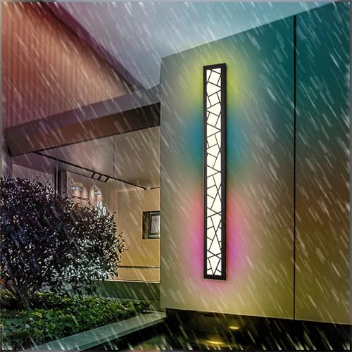 Applique murale LED 120CM noire dimmable avec télécommande pour jardin