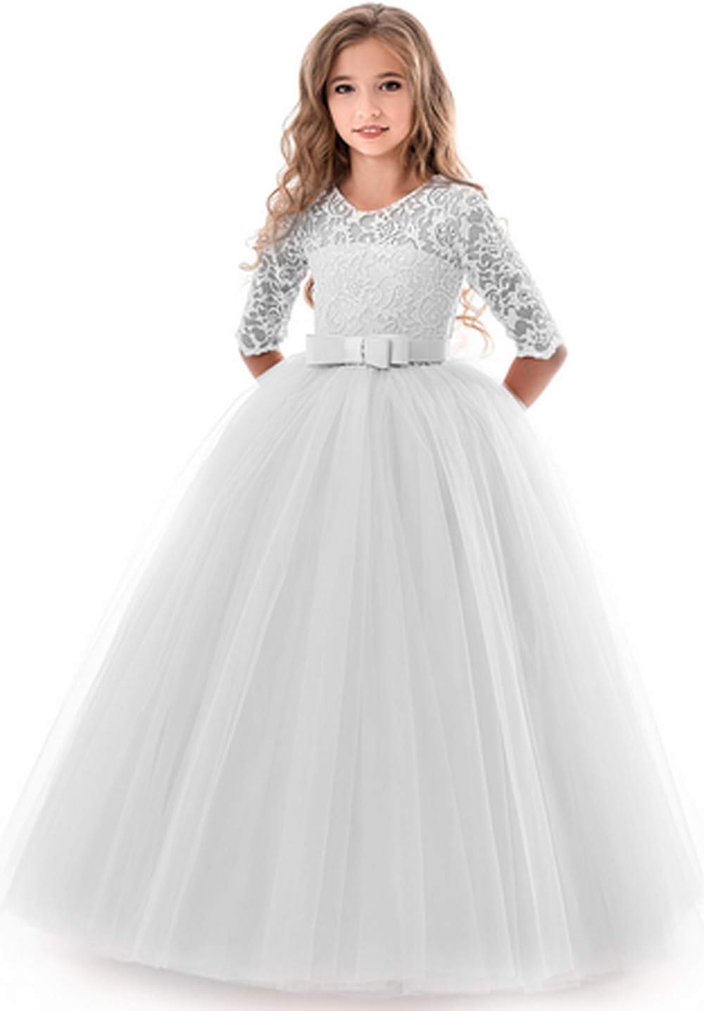 Abito Da Damigella Con Fiori - Chiffon E Cotone, Per Matrimoni E Occasioni Speciali, Taglie Bambino - Foto 11