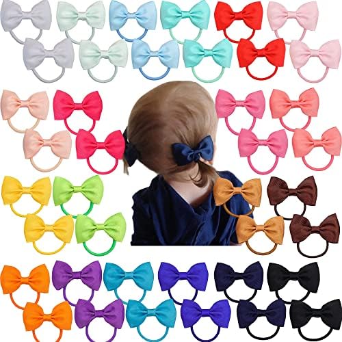 40pcs 2.75" Boutique Hair Bows Tie Baby Girls Kids Children Rubber Band Ribbon Hair bands