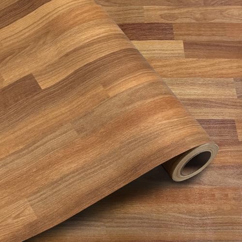 Shackcom Suelo Vinilo Autoadhesivo Efecto Madera Marrón, Rollo 40x300cm (1.2m²), Impermeable y Resistente al Desgaste, Pegatina de Suelo DIY para Cocina, Baño, Salón y Dormitorio