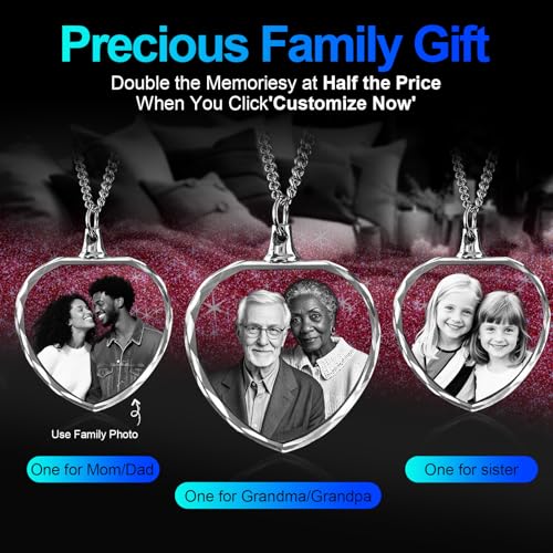 Custom 3D Crystal Photo Necklace, Personalized Laser Etched Picture, Great Customized Valentines Day Gifts for Her, Women, Wife, Men, Great Gifts for Anniversary, Birthday, Couple Keepsake2