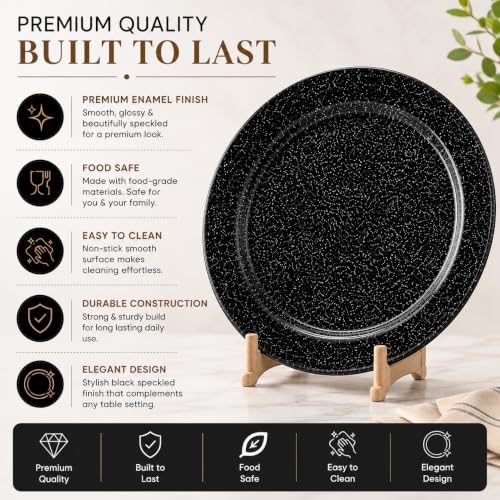 Image of Melvio By Malti Black Granite 3 Piece Dinner Plate | Melamine Dinnerware Set, Premium Dinner Set Crockery Plates Bowls Tableware for Home Dining Kitchen