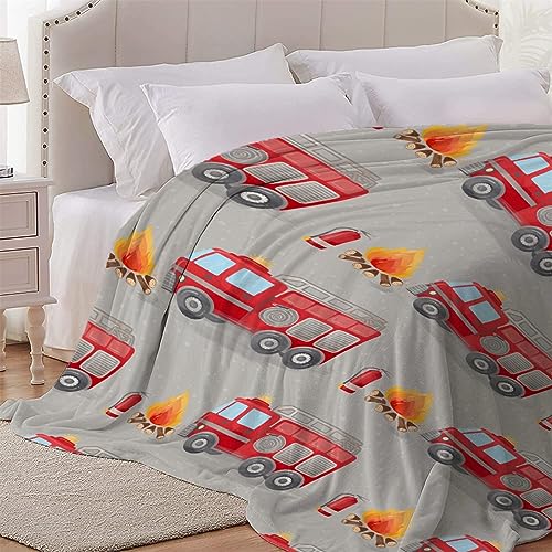 Image of Fire Truck Fireman Blanket Gifts Super Soft Fleece Throw Blankets Cozy Flannel Air Conditioning Blanket Blanket for Couch Bed 120x90 in for Family
