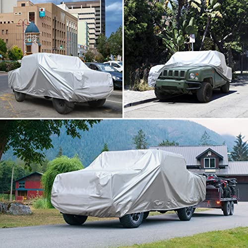 Image of SEAZEN Car Cover 6 Layers, Waterproof Truck Car Cover, Snowproof /UV Protection /Windproof, Universal Car Covers Breathable Fabric with Cotton (240 inch to 250 inch)