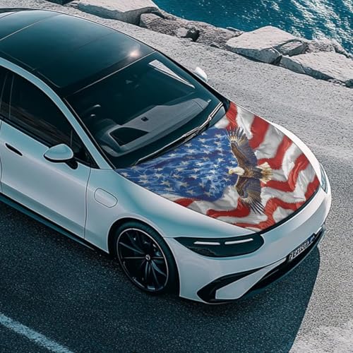 Image of Eagle Print Car Bonnet Hood Cover UV Fade Resistant Waterproof Exterior Covers for Car Decor Accessories All-Season Protection Fit for Cars Trucks SUVs