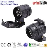 SPARKMOTO Adapter z wtyczką 7 do 13 pinów i 13-pinowy adapter z przyczepą 13 na 7 pinów, 7-biegunowe złącze zaczepu a 13 elementów do przyczepy kempingowej, uchwytu rowerowego (SK713A)